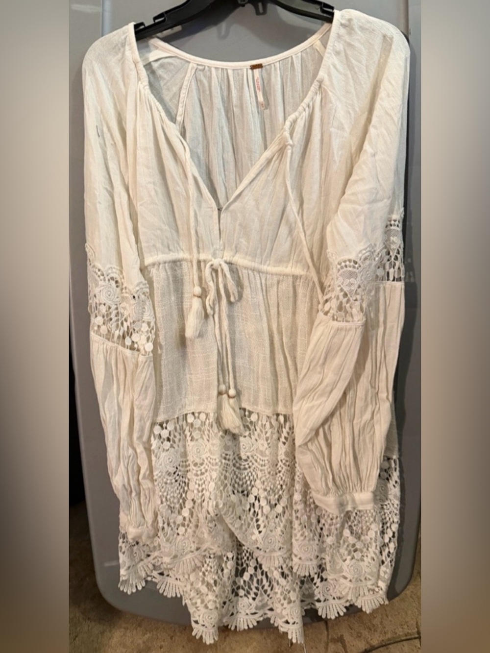 Free People White Embroidered Peasant Tunic